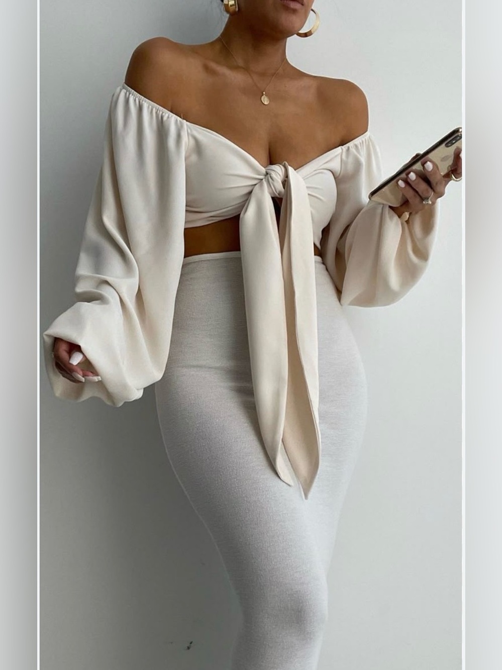 JLUXLABEL Buttercream Raelle Tie Front Crop Top Size M NWT